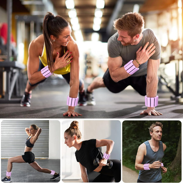 Ankle Weights, 1 Pair 1LB*2 Adjustable Wrist Weights Pink/Black, Silicone Ankle Weights for Women/Men, Waterproof&Sweat-proof Wrist Weights for Women,Portable Leg Weights for Running Strength Training