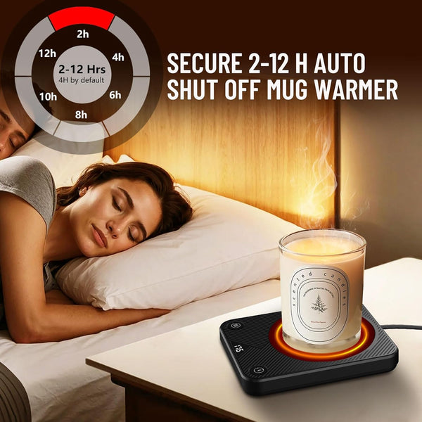 Mug Warmer, Coffee Mug Warmer with 3 Temperature Settings, Coffee Warmer for Desk Auto Shut Off, Portable Coffee Warmer, Coffee Warmer for Coffee, Tea, Various Cups, Coffee Gifts for Coffee Lovers