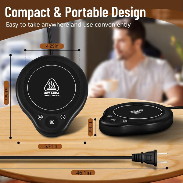 Mug Warmer, 3 Temperature Settings Coffee Mug Warmer, 2-12H Timed Settings Coffee Warmer, Digital Display Mug Warmer for Desk with Touch Control, 25W Coffee Cup Warmer for Tea, Coffee, Milk, Candles