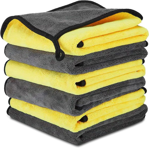 Microfiber Cleaning Cloths, 6 PCS Soft Material Microfiber Towels for Cars, Absorbent Drying Microfiber Cloth, Car Chamois Drying Towel with Dual Side for Glass and Interior Cleaning