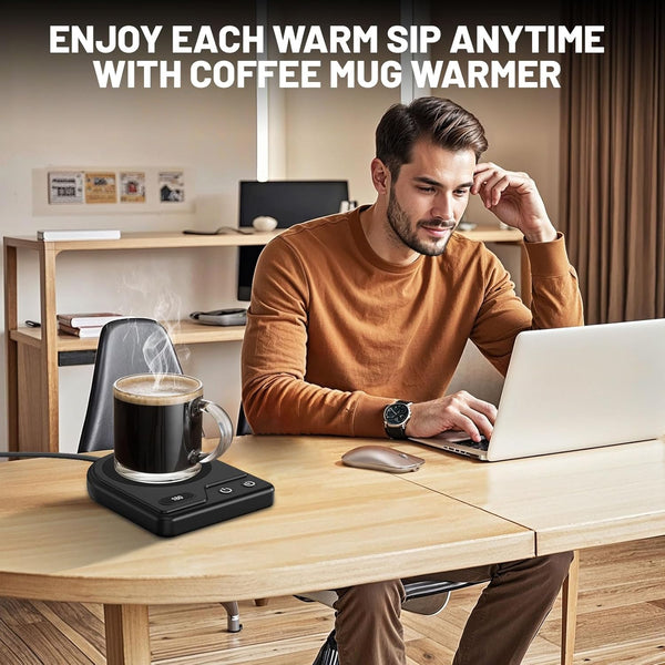 Mug Warmer,Coffee Mug Warmer with 3 Adjustable Temperature Settings,Coffee Warmer with 2-12H Auto Shutoff Functions,Easy to Clean Mug Warmer for Desk,Compact and Multifunctional Coffee Cup Warmer