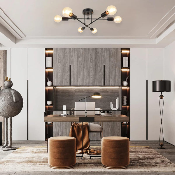 Black Sputnik Chandeliers Ceiling Lights, Light Fixtures Ceiling Modern, Industrial Ceiling Light Fixtures, Bedroom Light Fixtures Ceiling, Pendant Light Fixture for Bedrrom,Dining Room Kitchen,Office
