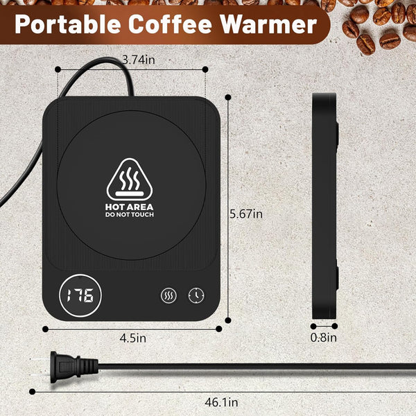 Mug Warmer, 3-Temperature Coffee Mug Warmer, Coffee Warmer with 2-12H Auto Shut Off, Electric Smart Mug Warmer for Desk Digital Display, Portable Coffee Cup Warmer for Milk Tea Hot Chocolate(No Cup)