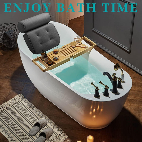 Bath Pillow,Bath Pillows for Tub with 6 Non-Slip Suction Cups,Breathable Bathtub Pillow 4D Air Mesh Bath Tub Pillow Headrest,Soft Tub Pillow Bathtub Accessories for Relaxing Neck and Back Support-Grey
