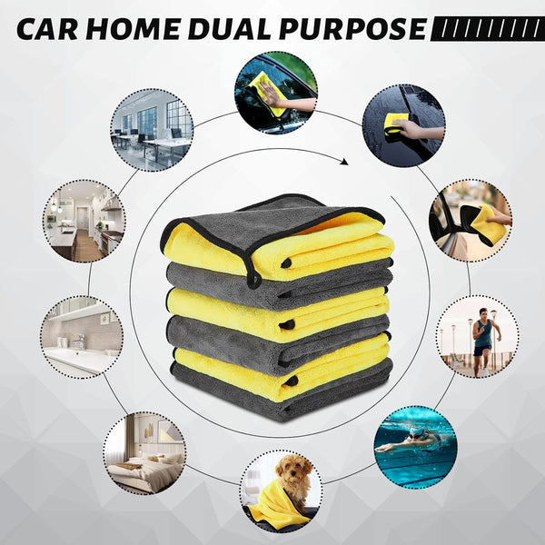 Microfiber Cleaning Cloths, 6 PCS Soft Material Microfiber Towels for Cars, Absorbent Drying Microfiber Cloth, Car Chamois Drying Towel with Dual Side for Glass and Interior Cleaning