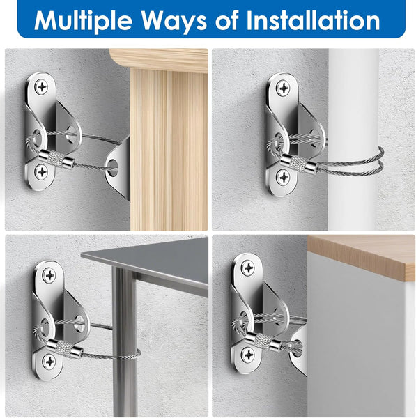 Furniture Anchors for Baby Proofing, 10 Pack Rustproof Metal Furniture Anchors, Secure 400lbs Anti Tip Furniture Anchor, Baby Proof Furniture Wall Anchor Earthquake Bookcase Storage Rack Child Safety