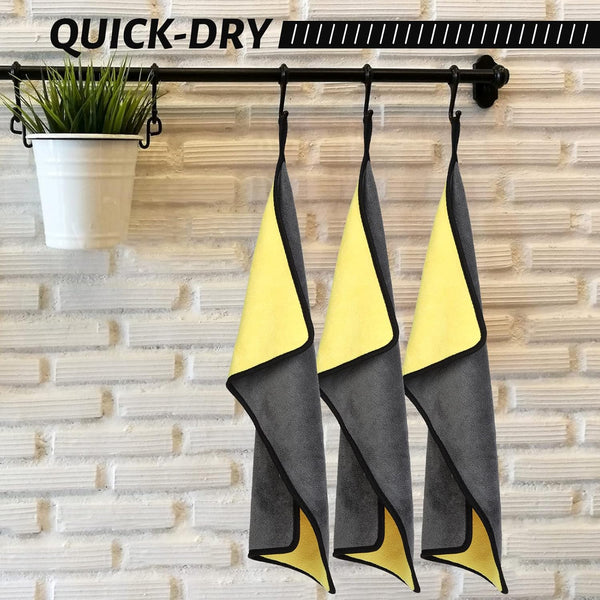 Microfiber Cleaning Cloths, 6 PCS Soft Material Microfiber Towels for Cars, Absorbent Drying Microfiber Cloth, Car Chamois Drying Towel with Dual Side for Glass and Interior Cleaning
