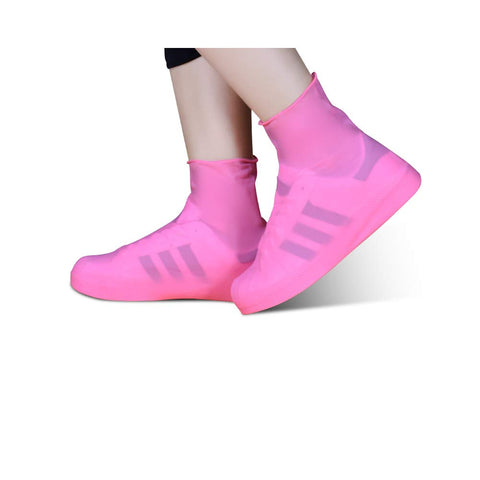 Non-Slip Waterproof Silicone high-Tops Shoe Covers for Rain Foldable Shoe Covers Pink