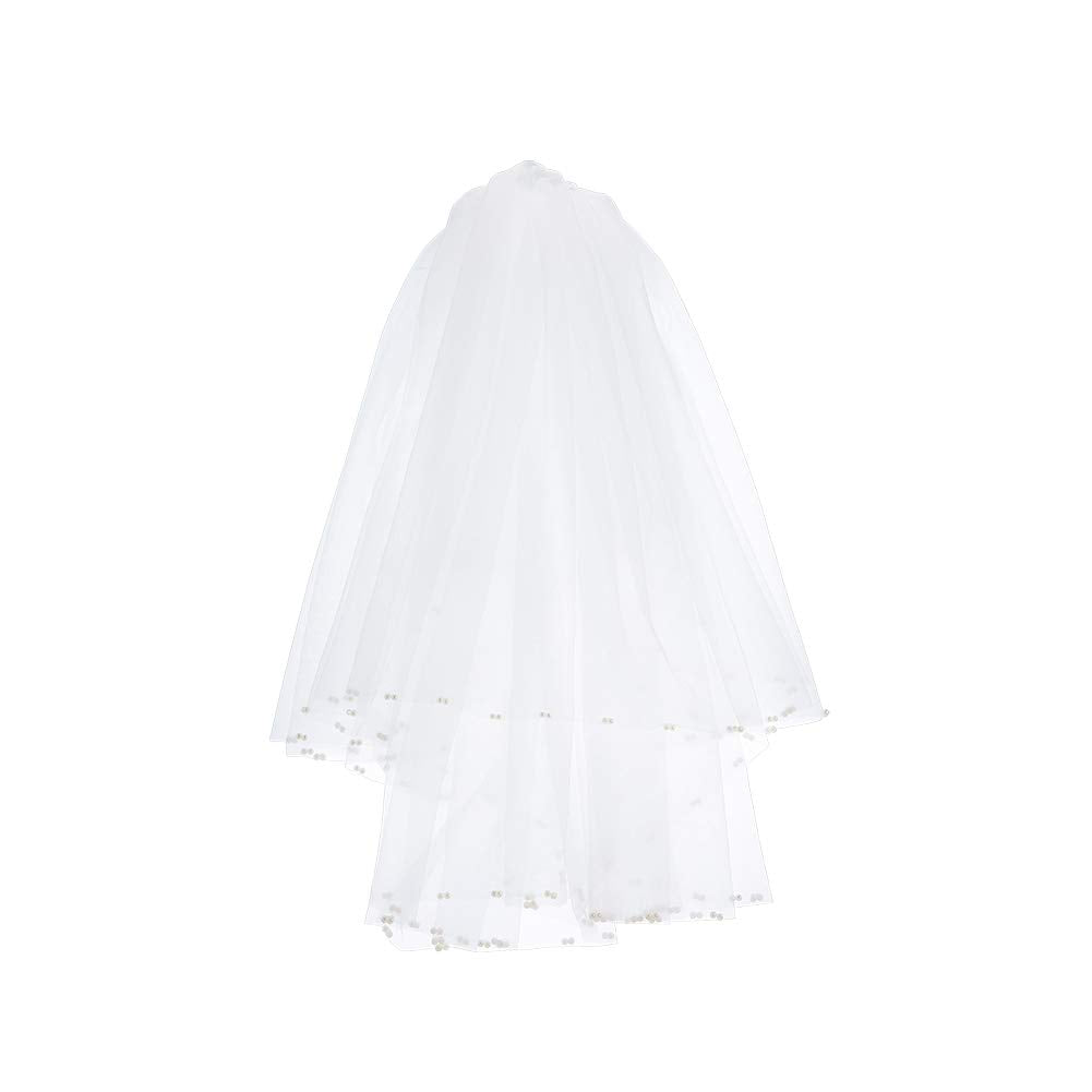 Elegant Simple Vintage Bridal Pearl Veil Fingertip Length 33"