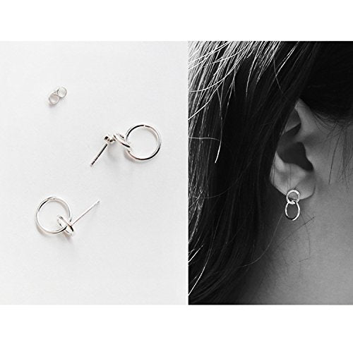 1 Pair Two Ring-Connected Simple Trend Earrings, Cute Wild Fashion Small Earrings