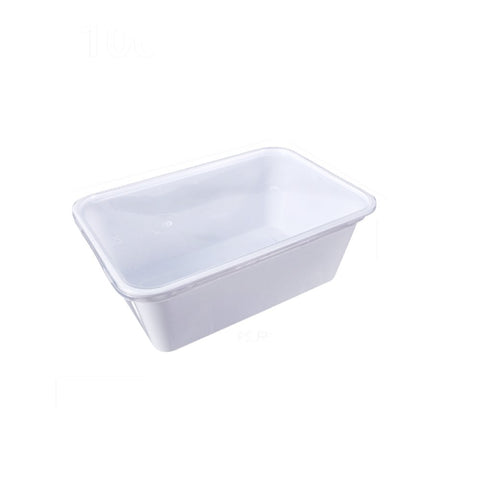 Lanburch [300 Pack] Single Compartment Food Containers Rectangle Food-Grade Plastic Food Storage Containers with Transparent Lids 34 oz[White]