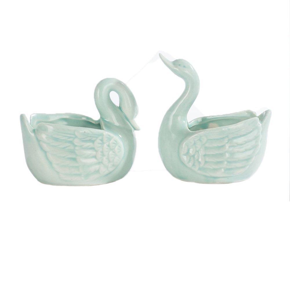 2 Pcs Cute Swan Flower Pots with Hole Succulent Planter Pots Mini Cartoon Home Ornament