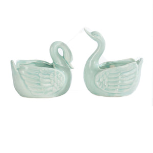 2 Pcs Cute Swan Flower Pots with Hole Succulent Planter Pots Mini Cartoon Home Ornament
