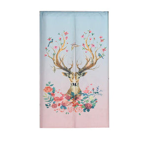 33 x 47 Inches Door Curtain Hallway Restaurant Entrance Thicken Curtain Cartoon Elk Print Noren Curtain