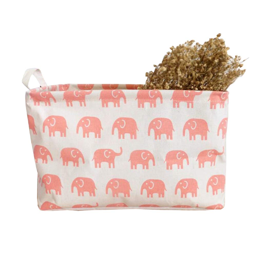 Pink Elephant Foldable Laundry Basket Storage Bag Practical Hamper Bag Toys Clothing Organizer
