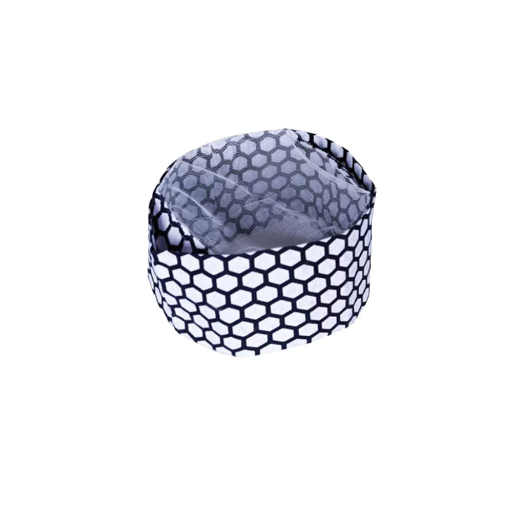 Sushi Chef Hat Korean Cuisine Cook Hat Hexagon Pattern Print Unisex Professional Chef Cap Dark Blue