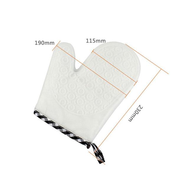 Set of 2 Oven Mitts Heat Resistant Silicone Oven Mitts Cute Oven Gloves Waterproof Silicone Kitchen Mitts White