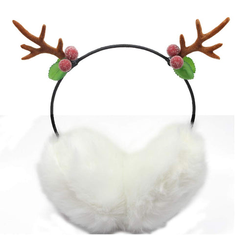 Adjustable Winter Ear Warmer Lovely Faux Fur Ear Protector Creative Elk Headband for Christmas
