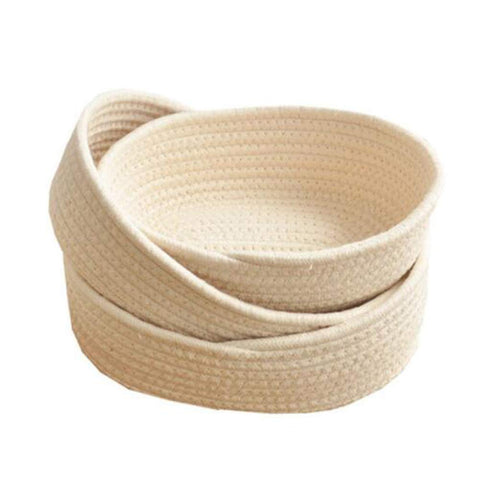 Set of 3 Cotton Rope Storage Basket Laundry Basket with Handles Nursery Hamper Organizer Beige