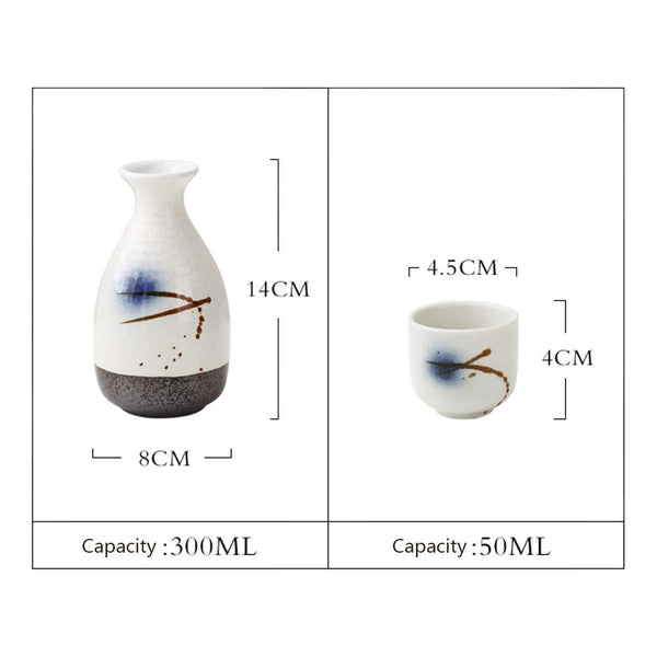 Japanese Classic Hand-Painted Chrysanthemum Ceramic Sake Sets 1 Decanter with 4 Cups