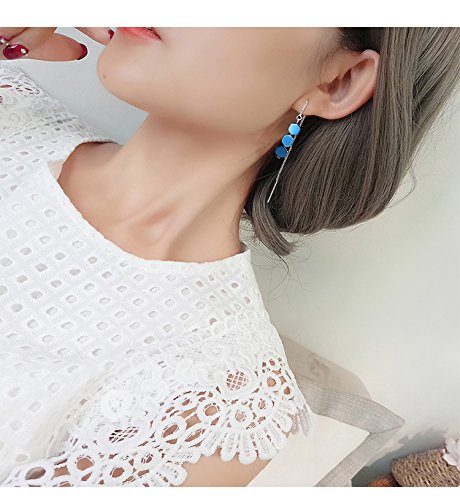 1 Pair Creative Geometric Gradient Long Earrings, Temperament Personality Silver Earrings