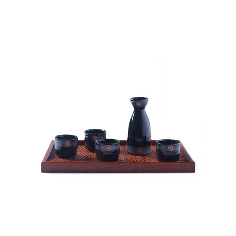 Japanese Style Creative Classical Pattern Ceramic Sake Sets 1 Decanter with 4 Cups