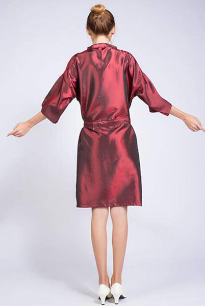 Case of 10 Packs, Kimono Style Salon Client Gown Robes Salon Smock Red