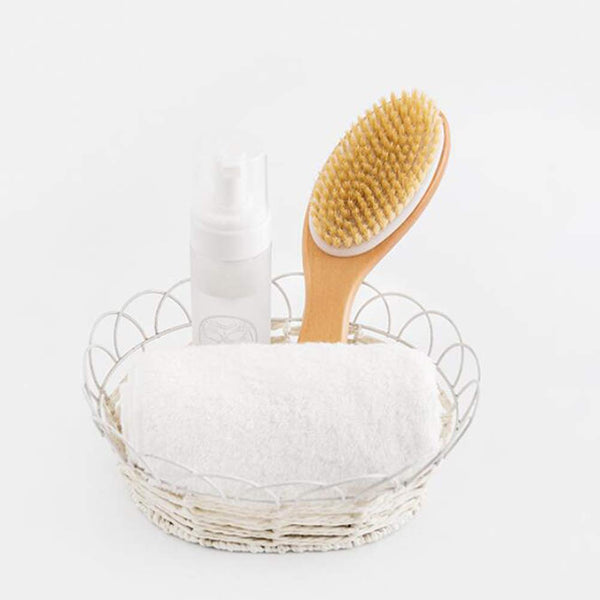Case of 10 Packs, Natural Boar Bristle Exfoliating Bath Body Brush with Short Wooden Handle