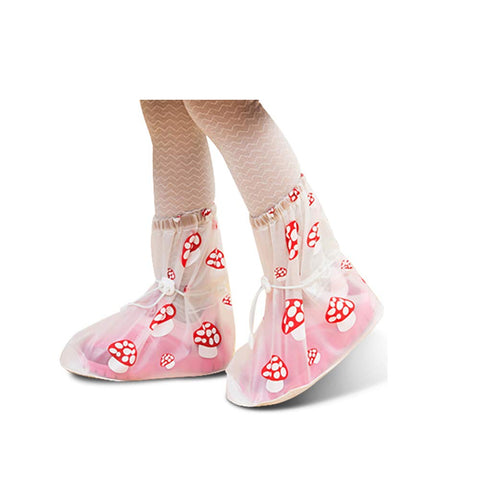 Lovely Mushroom Waterproof High-Tops Shoe Covers Foldable Non-Slip Cycling Shoe Covers for Kids Red