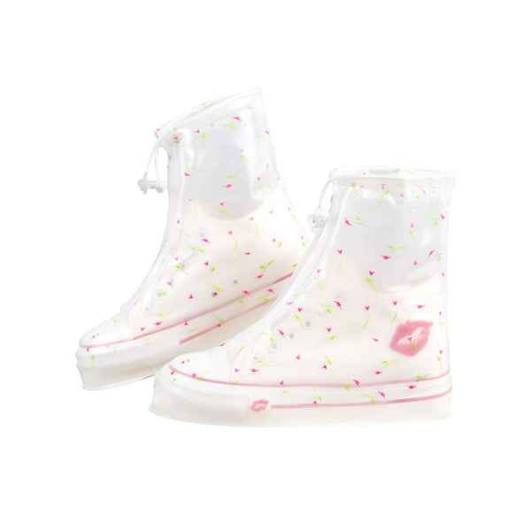 Creative Floral Print Waterproof Shoe Covers Foldable Non-Slip Cycling Shoe Covers