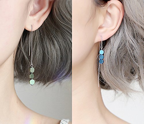1 Pair Creative Geometric Gradient Long Earrings, Temperament Personality Silver Earrings