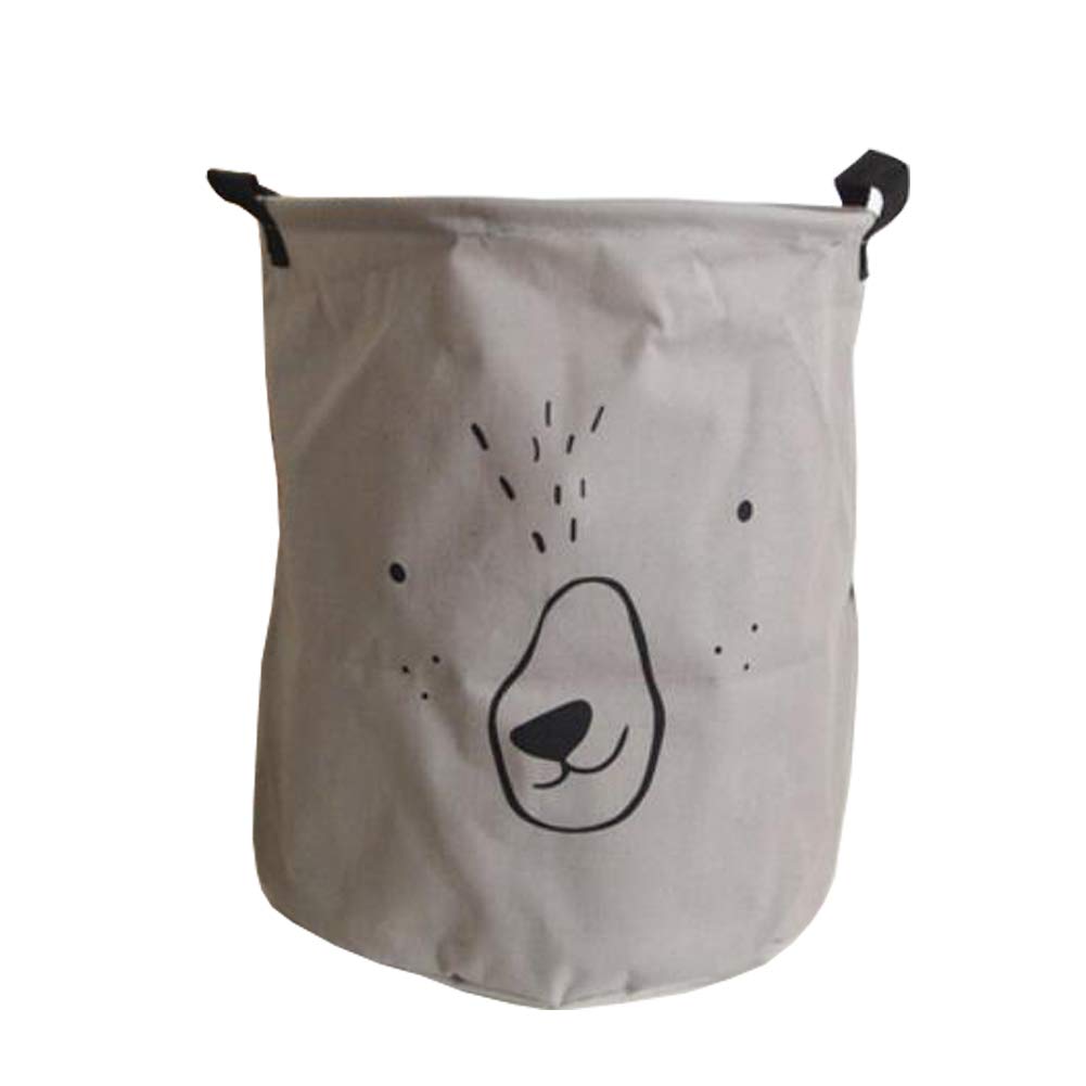 Cartoon Expression Foldable Laundry Basket Storage Bag Practical Hamper Bag Gray