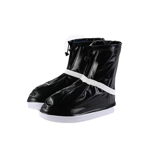 Non-Slip Waterproof High-Tops Shoe Covers for Rain Foldable Thicken Bottom Shoe Covers Black