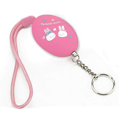 120db Oval Emergency Personal Alarm Keychain Self-Defence Personal Security Keychain Alarm Pink Rabbit