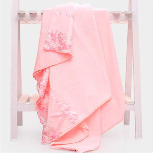 Super Soft Premium Bath Towel Set Cotton Bath Towel Bundle 1 Bath Towel and 1 Hand Towel Lace Pink