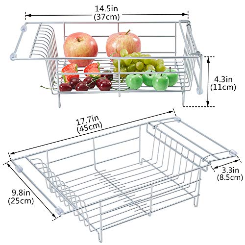 Expandable Dish Drying Rack with Utensil Holder, Small Dish Drainer for Over Sink or On Counter