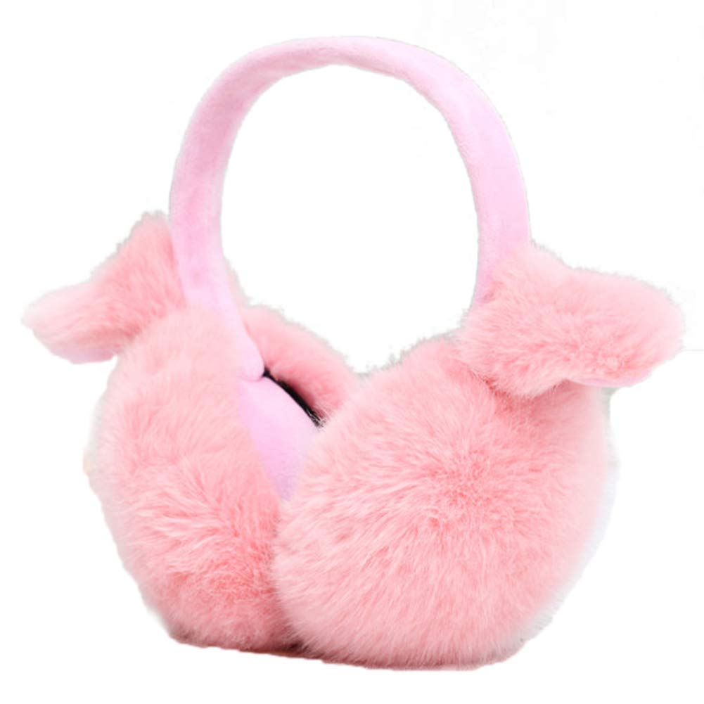 Adjustable Winter Ear Warmer Lovely Faux Fur Cat Ear Headband Pink