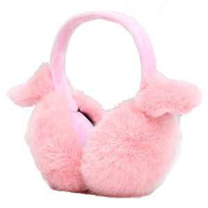 Adjustable Winter Ear Warmer Lovely Faux Fur Cat Ear Headband Pink