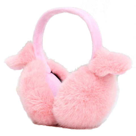 Adjustable Winter Ear Warmer Lovely Faux Fur Cat Ear Headband Pink