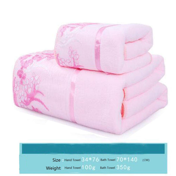 Super Soft Premium Bath Towel Set Cotton Bath Towel Bundle 1 Bath Towel and 1 Hand Towel Lace Pink
