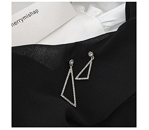 1 Pair Temperament Flash Drill Hollow Geometric Asymmetrical Earrings, Fashion Wild Pearl Earrings