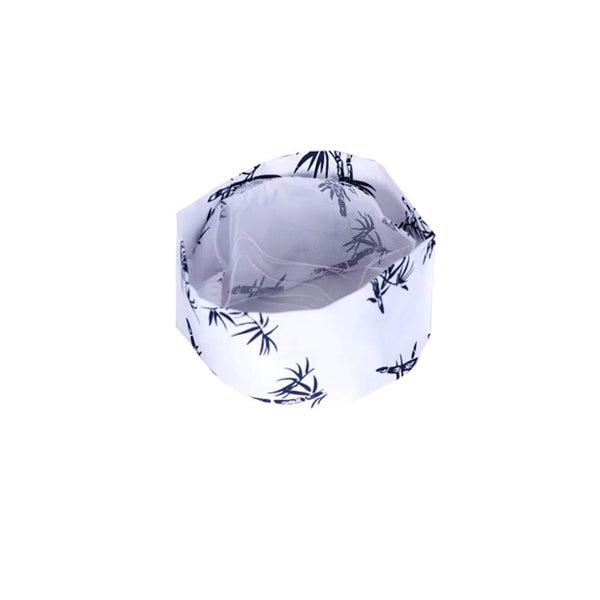 Japanese Sushi Chef Hat Korean Cuisine Cook Hat Bamboo Print Unisex Professional Chef Cap Black