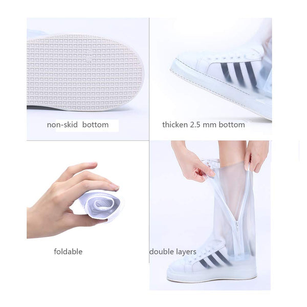 Simple Style Non-Slip Waterproof Clear Boot Covers for Rain Foldable Extra High-Tops Shoe Covers