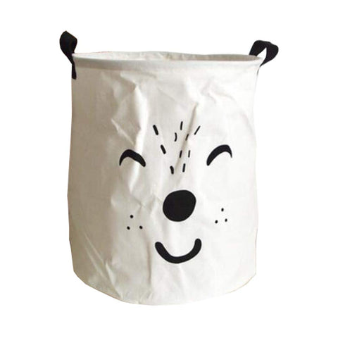 Cartoon Expression Foldable Laundry Basket Storage Bag Practical Hamper Bag White