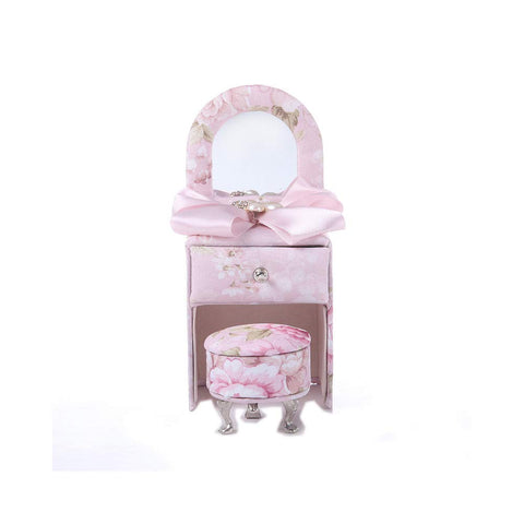 Creative Dresser with Chair Jewelry Box Floral Jewelry Organizer Bow Jewelry Box for Girls