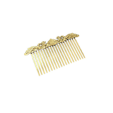 Handmade Retro Bronze Hair Comb Vintage European Style Mini Decorative Comb Gold