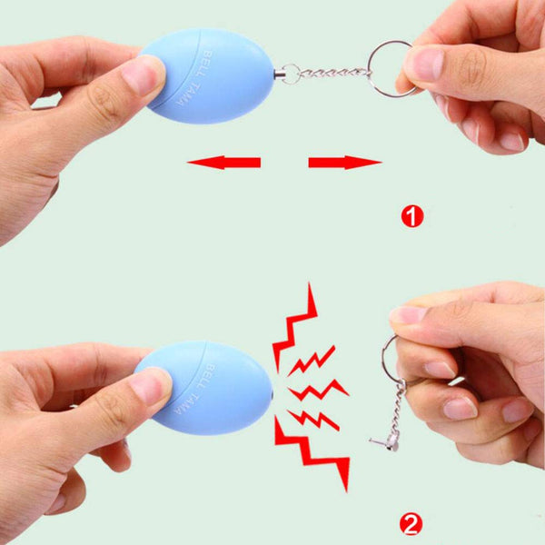 120db Oval Emergency Personal Alarm Keychain Self-Defence Personal Security Keychain Alarm Blue