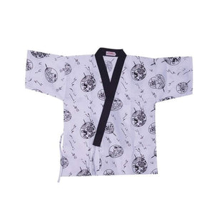 Japanese Style Leaves Print Chef's Clothes Half Sleeve Uniform Sushi Restaurant Chef Waiter Clothes White