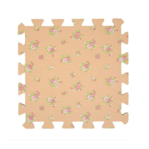 9 PCS of Waterproof Crawling/Puzzle Foam Mats Kids&Baby Foam Play Mats, Light Orange Flower