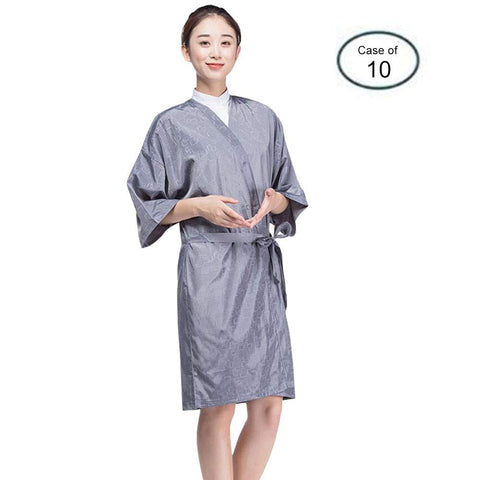 Case of 10 Packs, Kimono Style Salon Client Gown Robes Salon Smock SPA Gown Grey